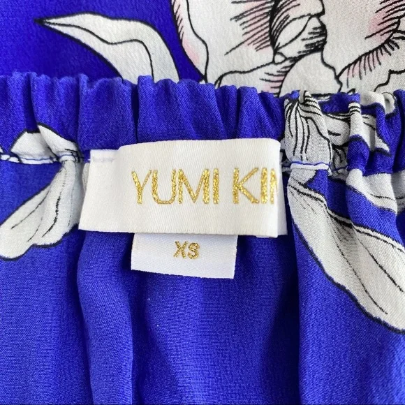 Yumi Kim Blue Off Shoulder 100% Silk Crop Top XS - Picture 4 of 4